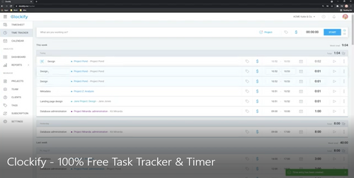 Clockify – 100% Free Task Tracker & Timer 